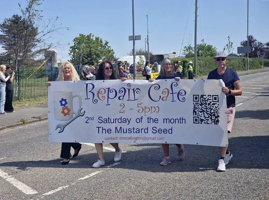 Callington Repair cafe, Banner at Callington Mayfest 2024