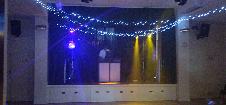 Glow party South hill parish hall disco setup