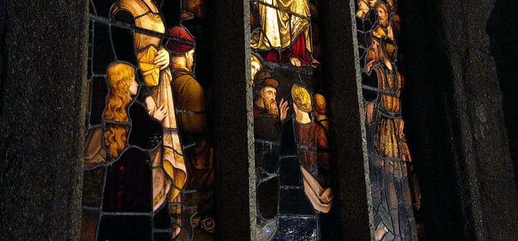 St Marys church, view of one of the stained glass windows