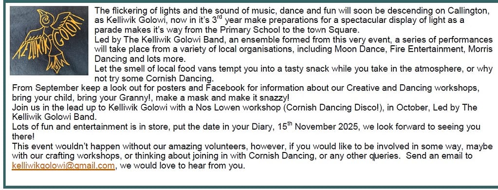 From the Callington newsletter