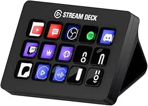 Elgato Stream Deck MK.2 Elgato Stream Deck MK.2 – Studio Controller, 15 macro keys, trigger actions in apps and software like OBS, Twitch, YouTube and more, works with Mac and PC