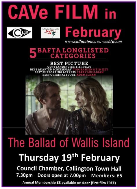 The Ballard of Wallis Island showing at Callington Town Hall on the 19th of feb 2026