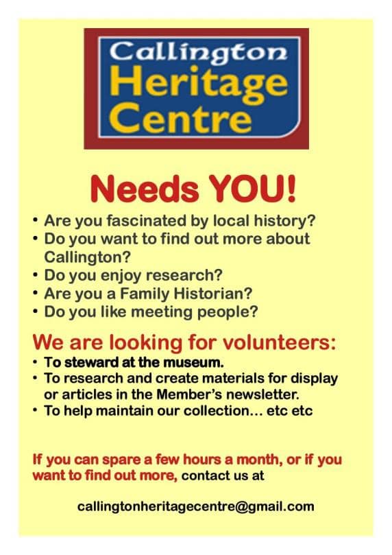 Callington Heritage Centre, Volunteers needed