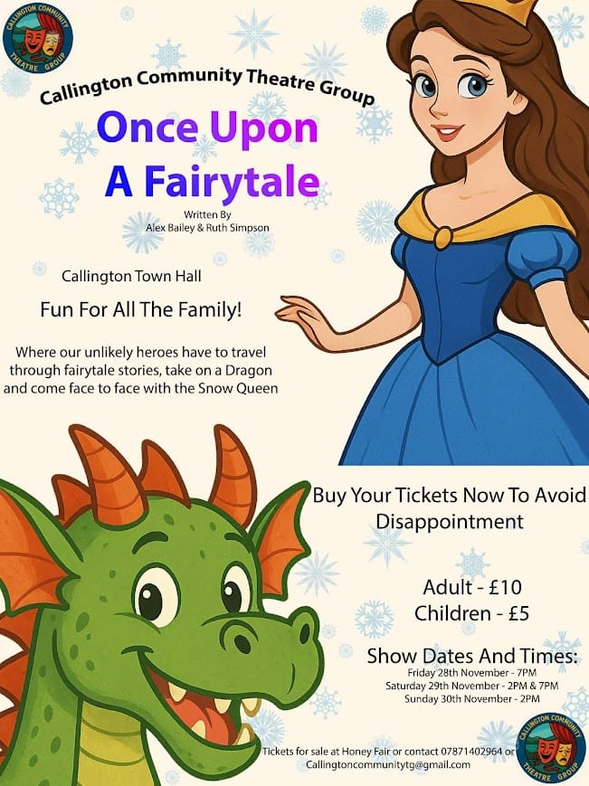 Callington pantomime at Callington Town Hall on 28th - 30th of November 2025