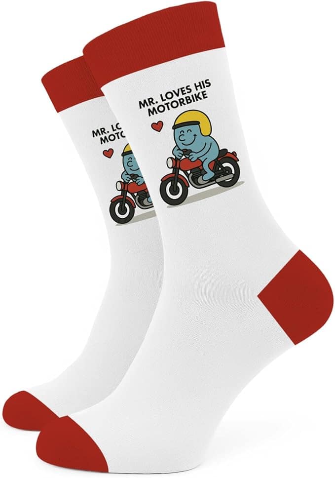 Loves his Motorbike socks