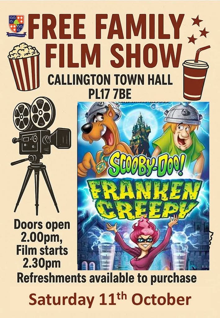 Free family film show in Callington Town hall, Saturday 11th October 