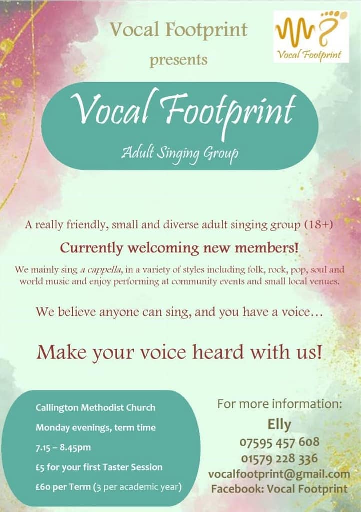  Vocal footprint groups :adult singing group, callington
