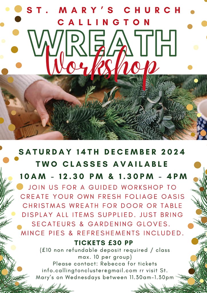 Wreath workshop in St.Marys Church Callington 2024