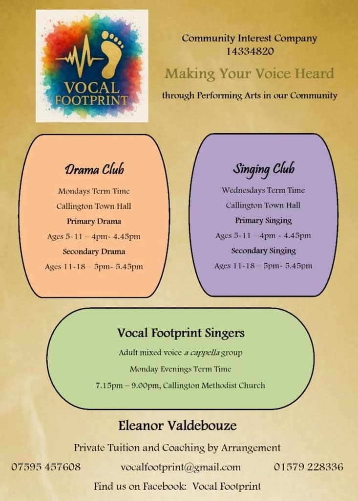 theatre groups for kids near me in Callington Vocal footprint groups