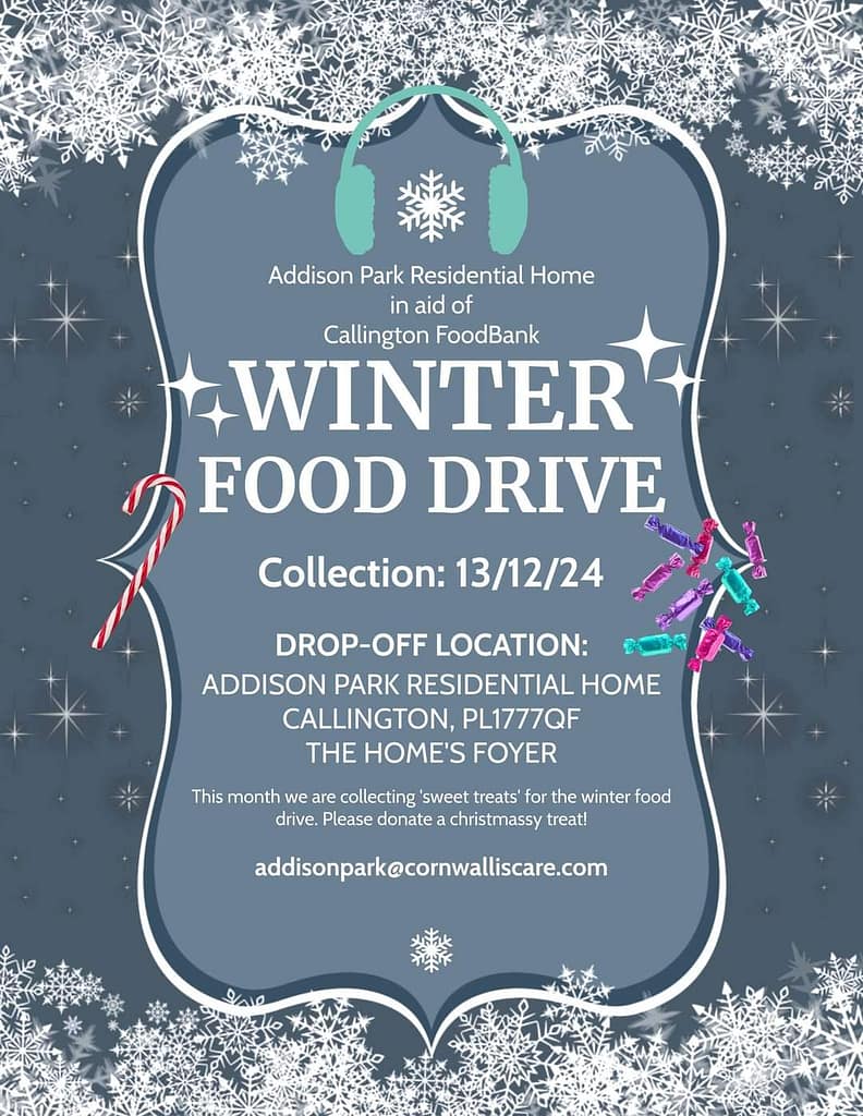Winter food drive, addison park Callington