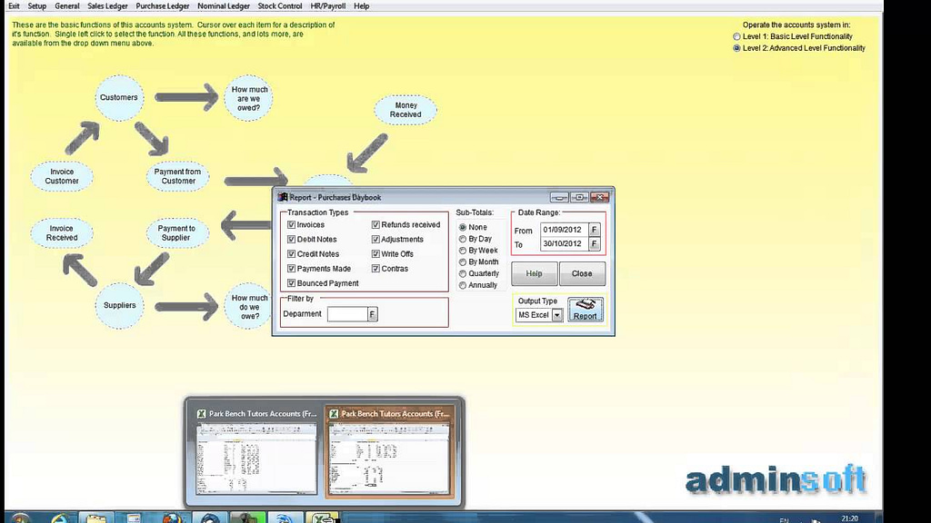 Free accounts software from Adminsoft