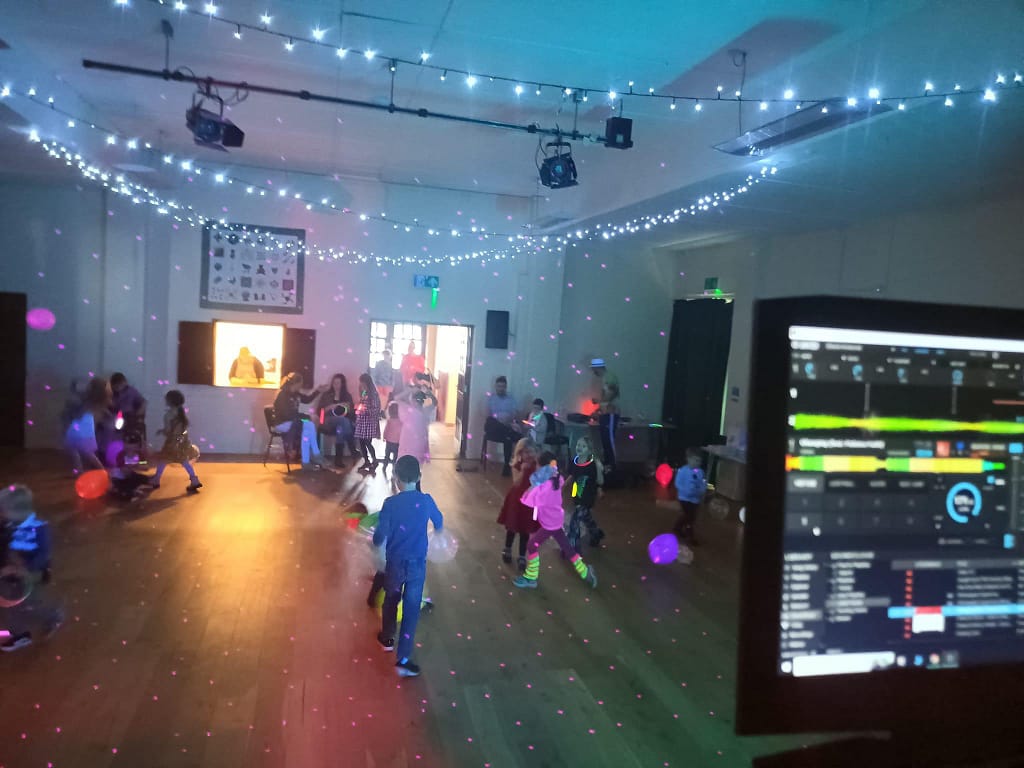 Kids glow party at south hill parish hall near Callington 