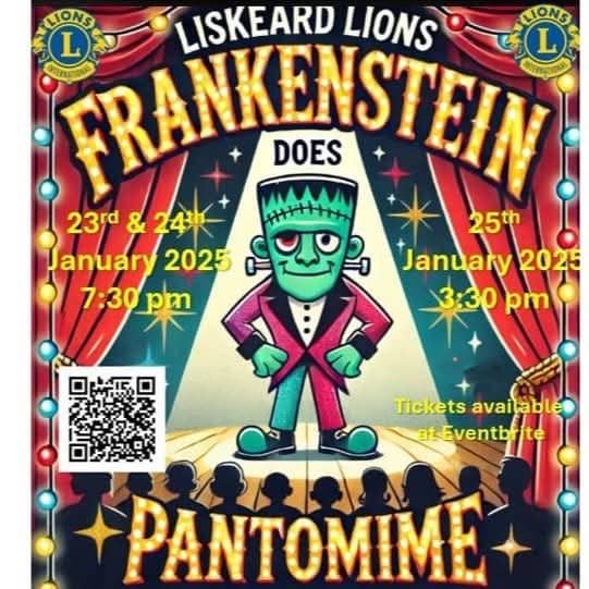 Liskeard lions Pantomime 2025 Liskeard public hall, Frankenstein 