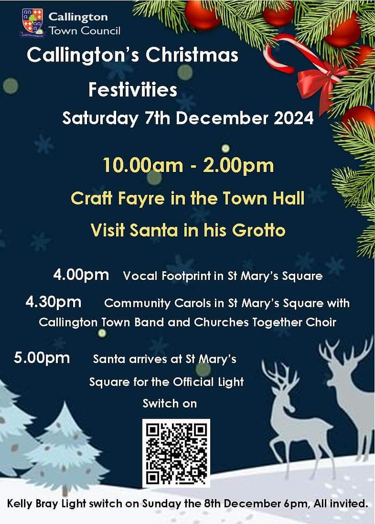 Switch on times for the Christmas lights in Callington 