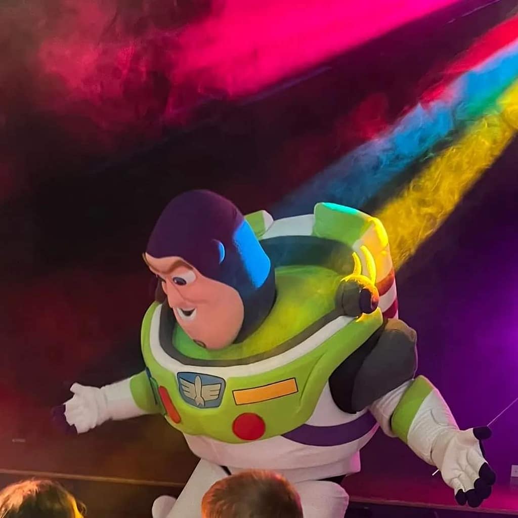 Buzz Lightyear, lighting, Smoke effect. Mobile disco from HD Sound & Lighting, Callington 