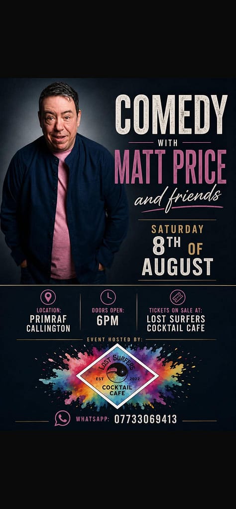 Comedy Night At Prim-Raf Theatre Saturday 8th August 2026