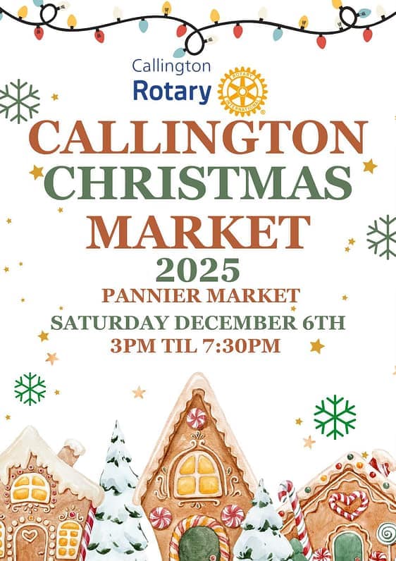 Outdoor lighting for Callington Christmas Market 2025 in The Pannier market on the 6th od December