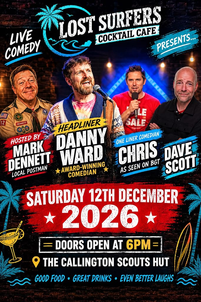 Comedy night, with Mark Dennett, Dave Scott, Chris Leworthy and Danny ward