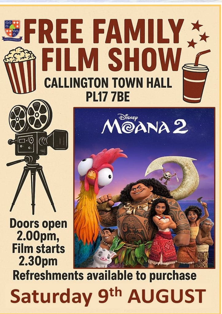 Free Family film show at Callington Town Hall, August 2025