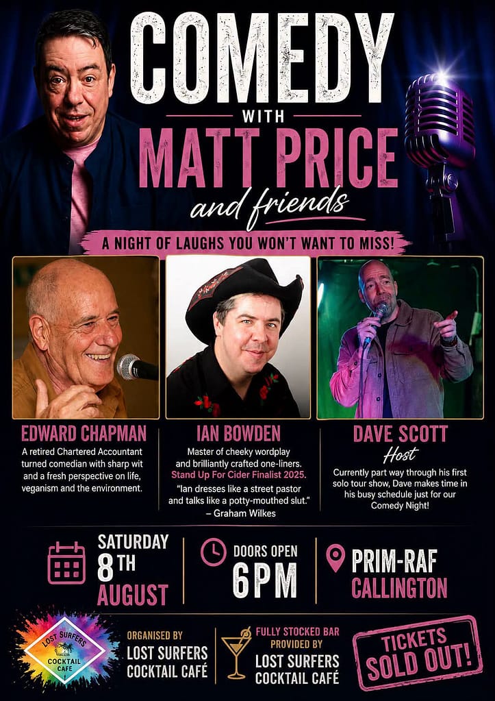 Matt Price & Friends! 2026 at the Prim-Raf theatre Callington, hosted by Lost surfers