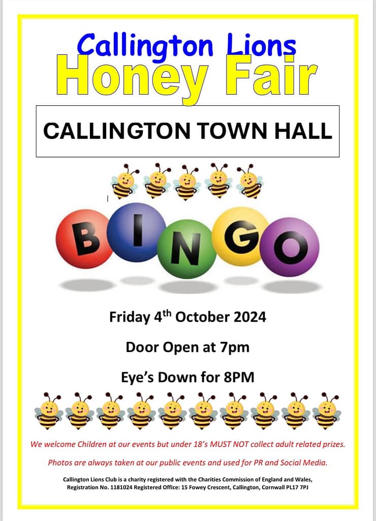 Lions Bingo, Callington Town Hall 2024